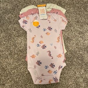 Brand new, three piece onsie set for three month old